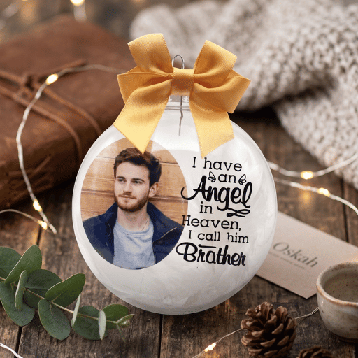 Personalised Memorial Photo Bauble - I have an angel in heaven