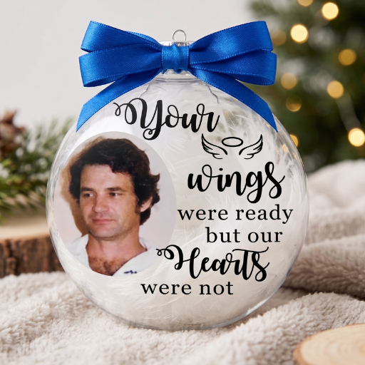 Customisable Memorial Bauble – Add Your Own Words & Photo
