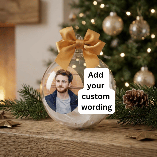 Customisable Memorial Bauble – Add Your Own Words & Photo